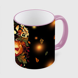 Кружка 3D Котик в тыкве - хэллоуин, цвет: 3D-розовый кант