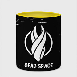 Кружка 3D Dead Space glitch на темном фоне, цвет: 3D-белый + желтый — фото 2