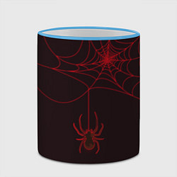 Кружка 3D Красная паутина, цвет: 3D-небесно-голубой кант — фото 2