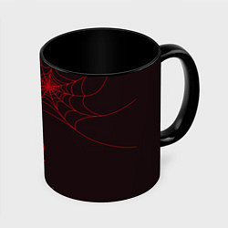 Кружка 3D Красная паутина, цвет: 3D-белый + черный