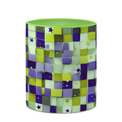 Кружка 3D Ретро квадраты болотные, цвет: 3D-белый + светло-зеленый — фото 2