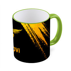 Кружка 3D Bon Jovi - gold gradient, цвет: 3D-светло-зеленый кант