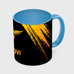 Кружка 3D Bon Jovi - gold gradient, цвет: 3D-белый + небесно-голубой