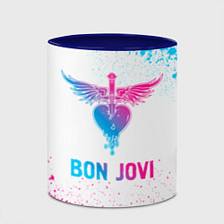 Кружка 3D Bon Jovi neon gradient style, цвет: 3D-белый + синий — фото 2