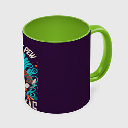 Кружка 3D Пиу пиу мадафакас - гусь с пистолетом, цвет: 3D-белый + светло-зеленый