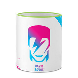 Кружка 3D David Bowie neon gradient style, цвет: 3D-светло-зеленый кант — фото 2