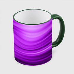Кружка 3D Розово фиолетовый абстрактный узор волны, цвет: 3D-зеленый кант