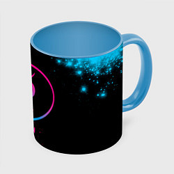 Кружка 3D Marilyn Manson - neon gradient, цвет: 3D-белый + небесно-голубой
