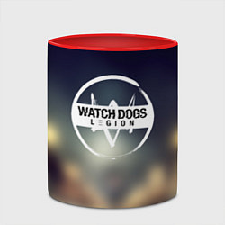 Кружка 3D Watch Dogs легион, цвет: 3D-белый + красный — фото 2