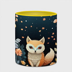 Кружка 3D Фэнтезийная лисичка в лесу фолк-арт, цвет: 3D-белый + желтый — фото 2