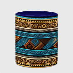 Кружка 3D Этнический рисунок в горизонтальную полоску, цвет: 3D-белый + синий — фото 2
