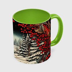 Кружка 3D Новый год природа, цвет: 3D-белый + светло-зеленый