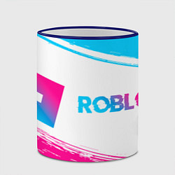 Кружка 3D Roblox neon gradient style по-горизонтали, цвет: 3D-синий кант — фото 2