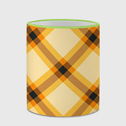 Кружка 3D Желтая шотландская клетка, цвет: 3D-светло-зеленый кант — фото 2