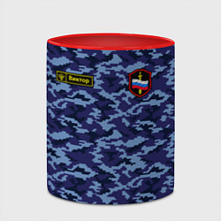 Кружка 3D Камуфляж синий - Виктор, цвет: 3D-белый + красный — фото 2