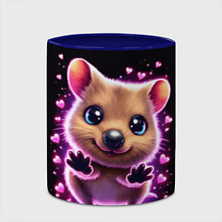 Кружка 3D Квокка улыбака с розовыми сердечками, цвет: 3D-белый + синий — фото 2