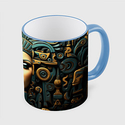 Кружка 3D Египетские царицы, цвет: 3D-небесно-голубой кант