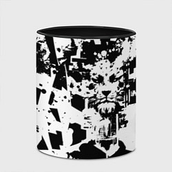 Кружка 3D Морда льва - абстракция, цвет: 3D-белый + черный — фото 2