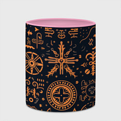 Кружка 3D Паттерн в славянском стиле на тёмном фоне, цвет: 3D-белый + розовый — фото 2