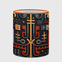 Кружка 3D Абстрактный паттерн в славянском стиле на тёмном ф, цвет: 3D-оранжевый кант — фото 2