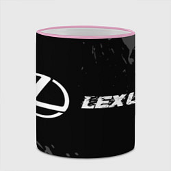 Кружка 3D Lexus speed на темном фоне со следами шин по-гориз, цвет: 3D-розовый кант — фото 2