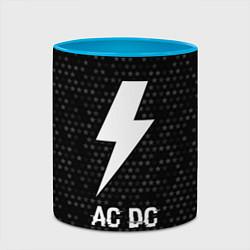 Кружка 3D AC DC glitch на темном фоне, цвет: 3D-белый + небесно-голубой — фото 2