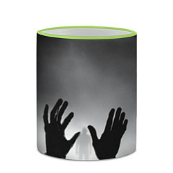 Кружка 3D Руки зомби и силуэт в тумане, цвет: 3D-светло-зеленый кант — фото 2