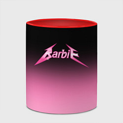 Кружка 3D Барби - стиль металлики: градиент, цвет: 3D-белый + красный — фото 2