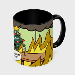 Кружка 3D This is fine - 2024, цвет: 3D-белый + черный