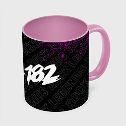 Кружка 3D Blink 182 rock legends по-горизонтали, цвет: 3D-белый + розовый