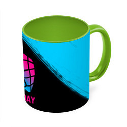 Кружка 3D Green Day - neon gradient, цвет: 3D-белый + светло-зеленый