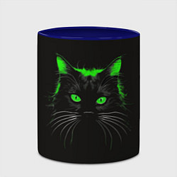 Кружка 3D Черный кот в зеленом свечении, цвет: 3D-белый + синий — фото 2
