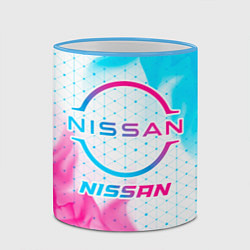 Кружка 3D Nissan neon gradient style, цвет: 3D-небесно-голубой кант — фото 2