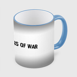 Кружка 3D Gears of War glitch на светлом фоне по-горизонтали, цвет: 3D-небесно-голубой кант