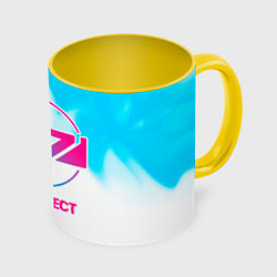 Кружка 3D Mass Effect neon gradient style, цвет: 3D-белый + желтый