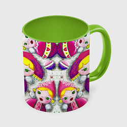 Кружка 3D Неваляшки в кокошниках, цвет: 3D-белый + светло-зеленый