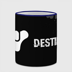 Кружка 3D Destiny glitch на темном фоне по-горизонтали, цвет: 3D-синий кант — фото 2