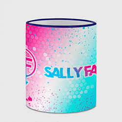 Кружка 3D Sally Face neon gradient style по-горизонтали, цвет: 3D-синий кант — фото 2