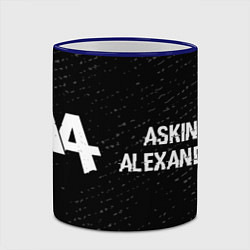 Кружка 3D Asking Alexandria glitch на темном фоне по-горизон, цвет: 3D-синий кант — фото 2