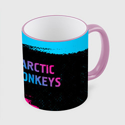 Кружка 3D Arctic Monkeys - neon gradient по-горизонтали, цвет: 3D-розовый кант