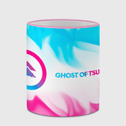 Кружка 3D Ghost of Tsushima neon gradient style по-горизонта, цвет: 3D-розовый кант — фото 2