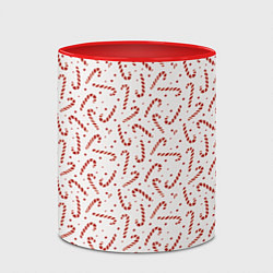 Кружка 3D Caramel cane new years pattern, цвет: 3D-белый + красный — фото 2
