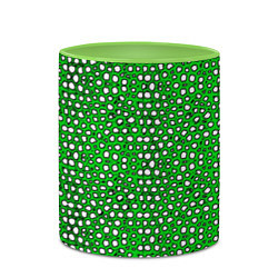 Кружка 3D Белые пузырьки на зелёном фоне, цвет: 3D-белый + светло-зеленый — фото 2
