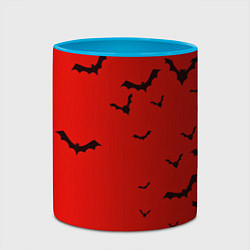 Кружка 3D Летучие мыши на красном фоне, цвет: 3D-белый + небесно-голубой — фото 2