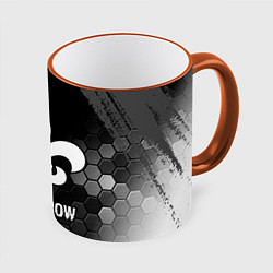 Кружка 3D Saints Row glitch на темном фоне, цвет: 3D-оранжевый кант