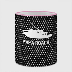 Кружка 3D Papa Roach glitch на темном фоне, цвет: 3D-розовый кант — фото 2