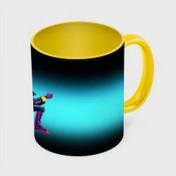 Кружка 3D Sponge Bob - rock guitarist - ai art, цвет: 3D-белый + желтый