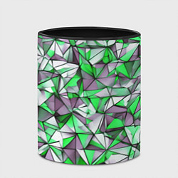 Кружка 3D Маленькие зелёные треугольники, цвет: 3D-белый + черный — фото 2