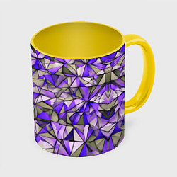 Кружка 3D Маленькие фиолетовые треугольники, цвет: 3D-белый + желтый