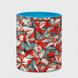 Кружка 3D Маленькие красные треугольники, цвет: 3D-белый + небесно-голубой — фото 2